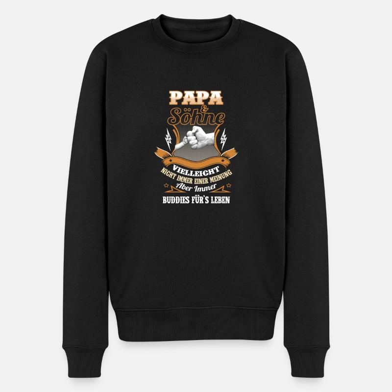 Papa und Söhne - Männer Premium Bio Pullover - Schwarz