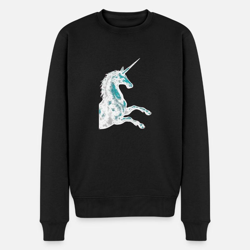 Einhorn Magie / Unicorn Spirit - Männer Premium Bio Pullover - Schwarz