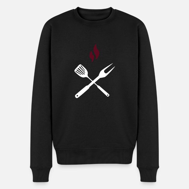 Barbecue cutlery - Männer Premium Bio Pullover - Schwarz