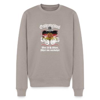 Ostmoped DDR Wer IFA fährt, fährt nie verkehrt VEB - Männer Premium Bio Pullover - Taupe - Vorne - Nico (187cm)