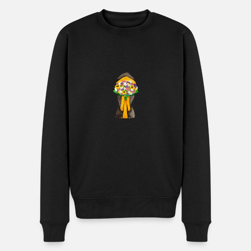 Münchner Kindl mit Blumenstrauß - Männer Premium Bio Pullover - Schwarz