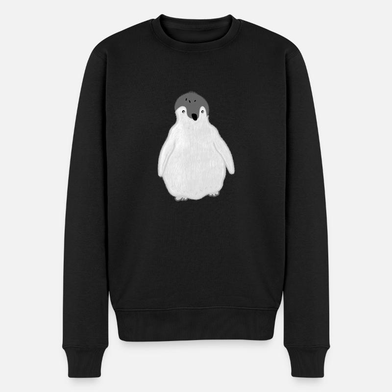 Lustiger Pinguin - Männer Premium Bio Pullover - Schwarz