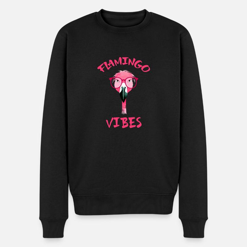 Flamingo-Vibes - Männer Premium Bio Pullover - Schwarz