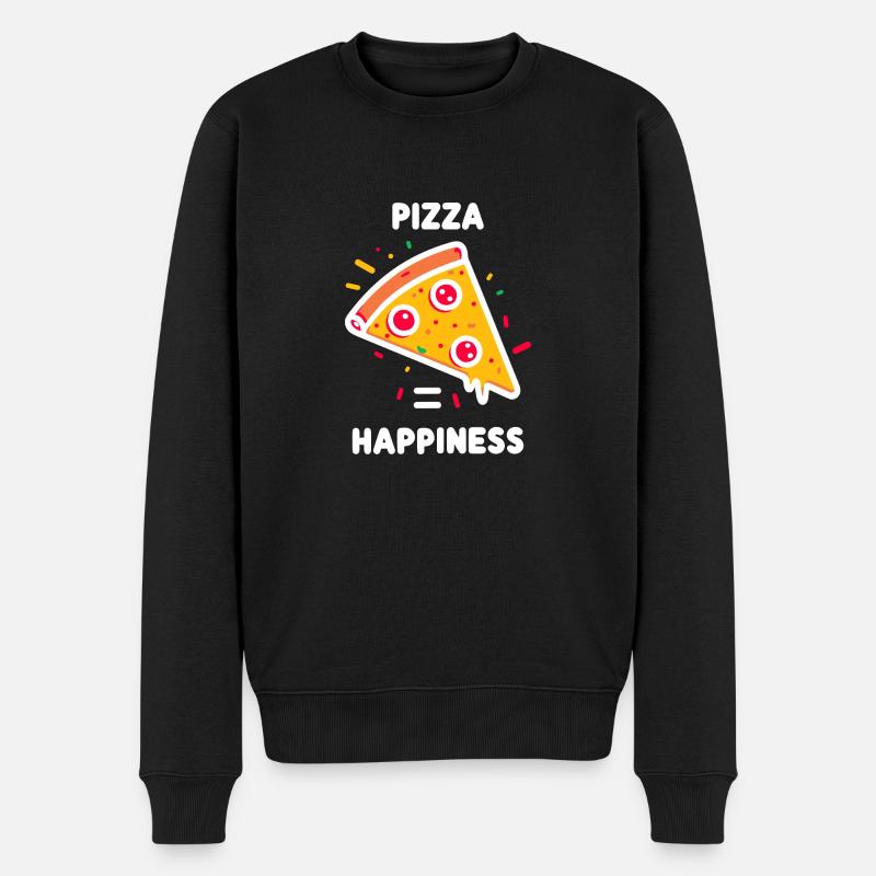 Pizza = Glück - Männer Premium Bio Pullover - Schwarz