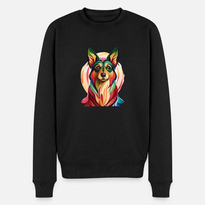Farbklecks Schäferhund - Männer Premium Bio Pullover - Schwarz