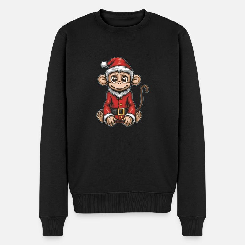 Weihnachtsmann Affe - Männer Premium Bio Pullover - Schwarz