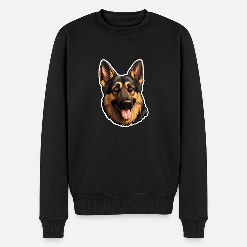 Schäferhundkopf - Männer Premium Bio Pullover - Schwarz