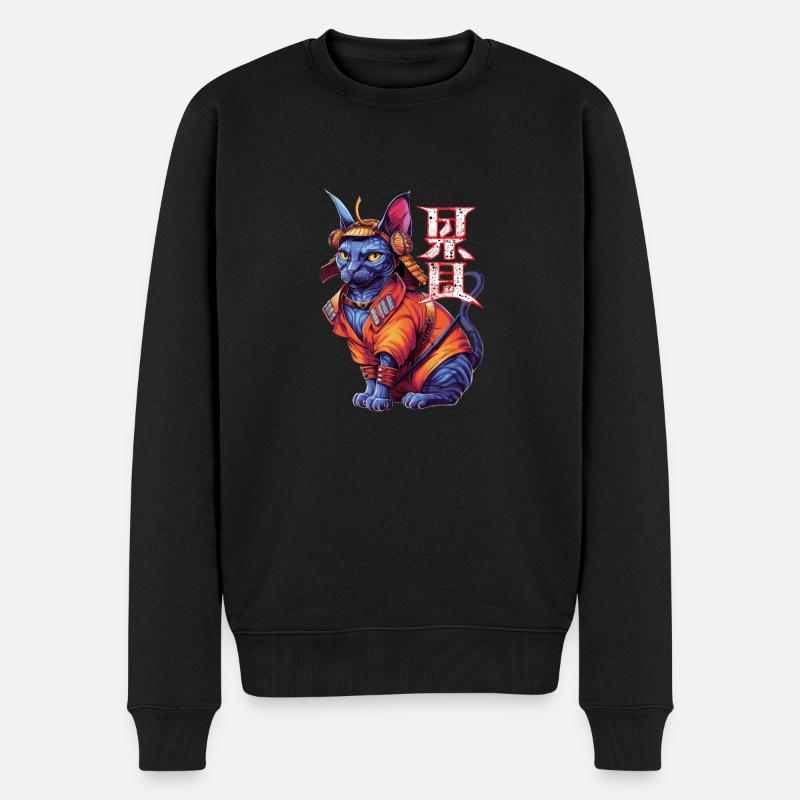 chat samourai - ninja chaton - Pull Premium bio Homme - noir