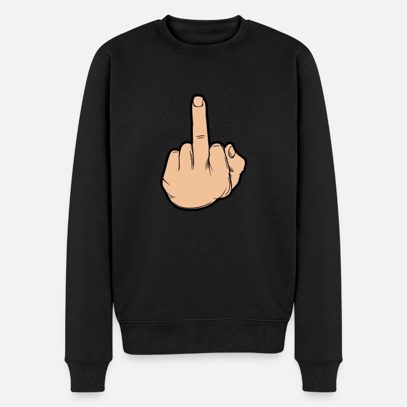 hand mittelfinger - Männer Premium Bio Pullover - Schwarz