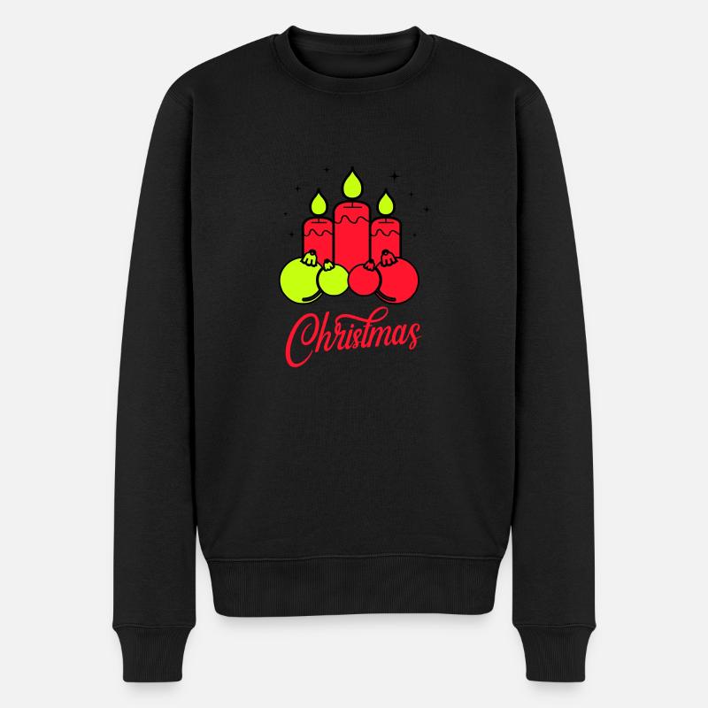 Kerzen Weihnachten Christmas - Männer Premium Bio Pullover - Schwarz