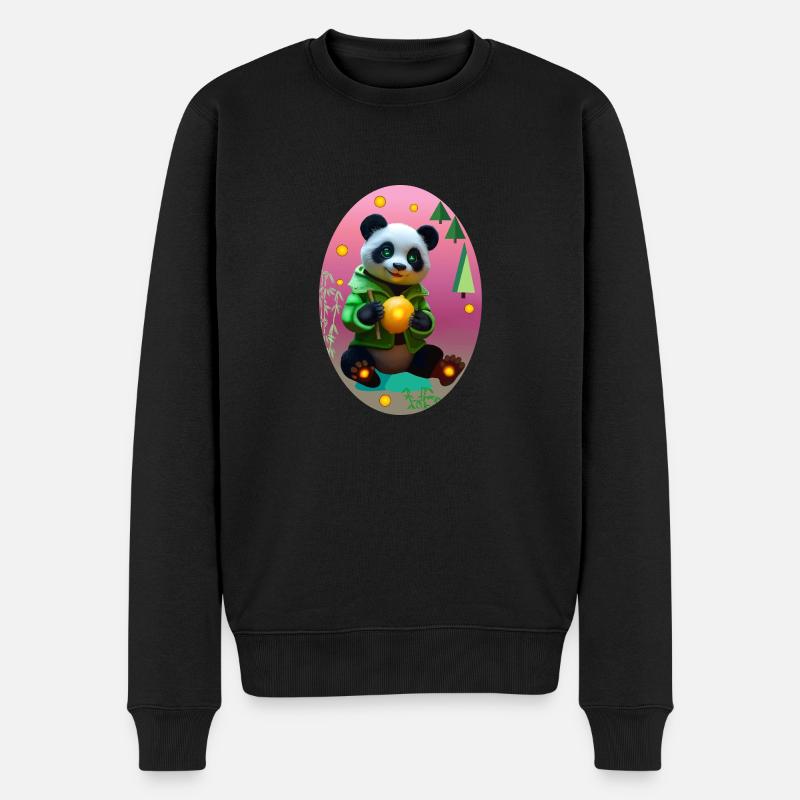 Cyber panda avec citron néon - Pull Premium bio Homme - noir