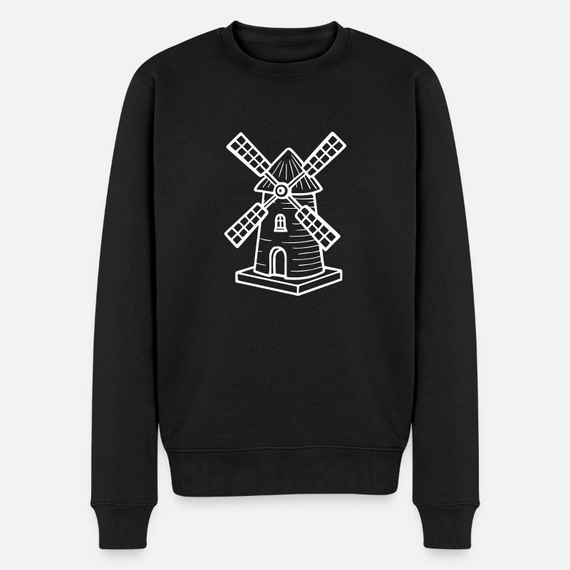 Moulin à vent symbole moulin - Pull Premium bio Homme - noir