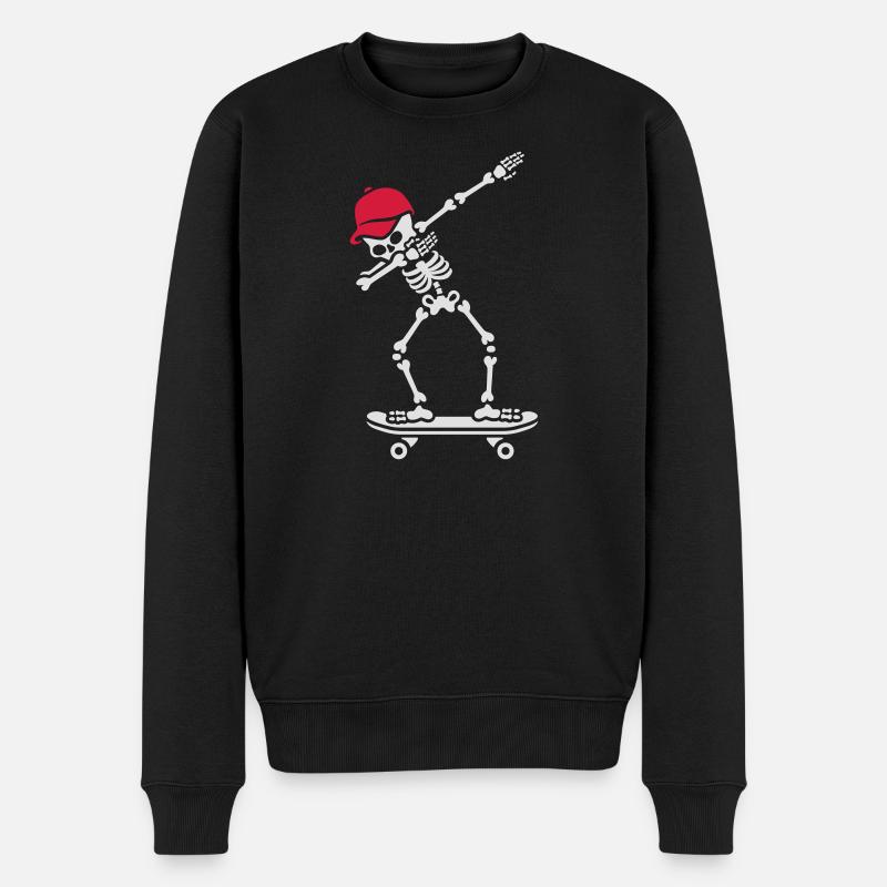 Dab dabbing skeleton skateboard skater - Männer Premium Bio Pullover - Schwarz