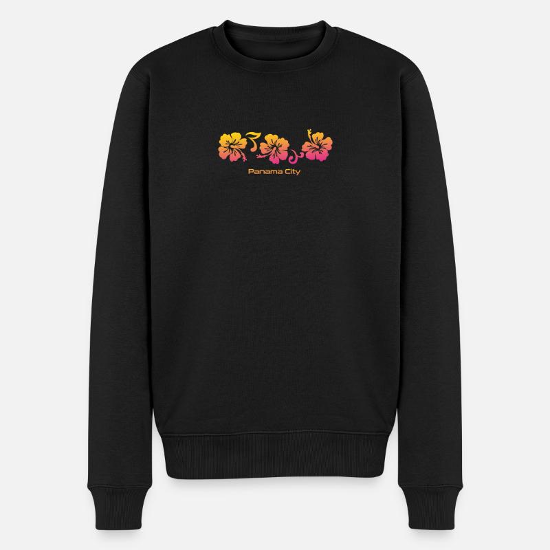 Panama City Florida Hibiskus Souvenir Urlaub - Männer Premium Bio Pullover - Schwarz