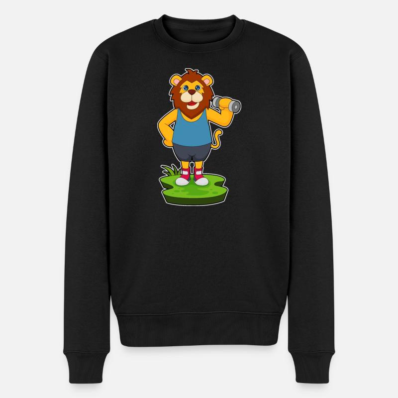 Lion Bodybuilder Haltère - Pull Premium bio Homme - noir