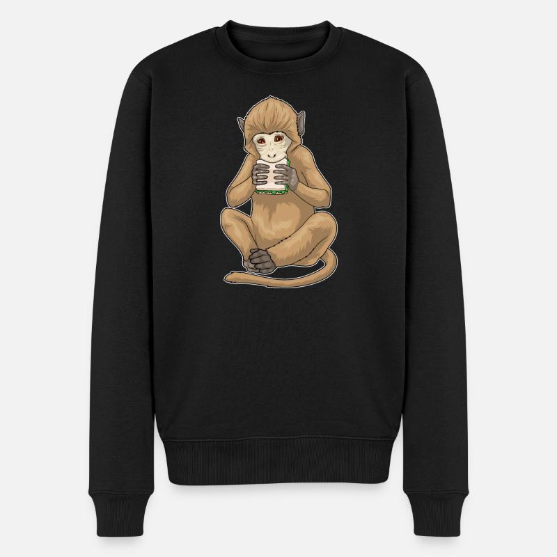 Affe Sandwich - Männer Premium Bio Pullover - Schwarz
