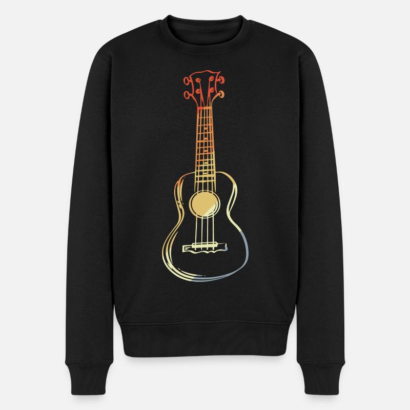 Ukulele Skizze Retro Style - Männer Premium Bio Pullover - Schwarz