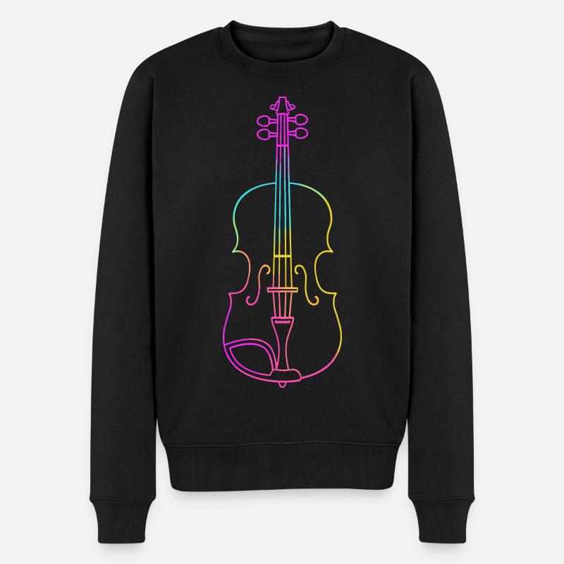 Dessin au trait du violon - Pull Premium bio Homme - noir