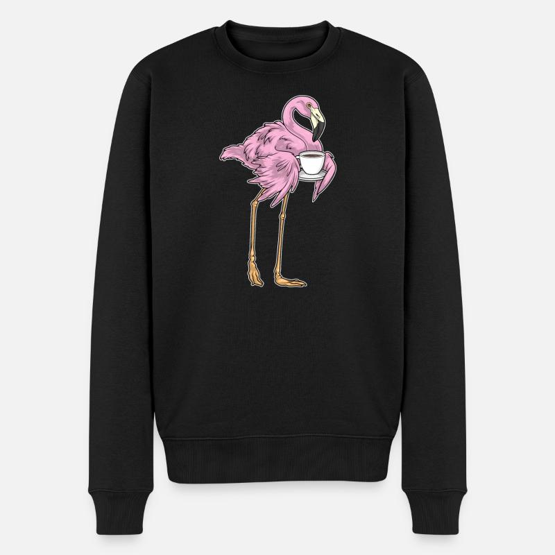 Flamingo Kaffee Tasse - Männer Premium Bio Pullover - Schwarz