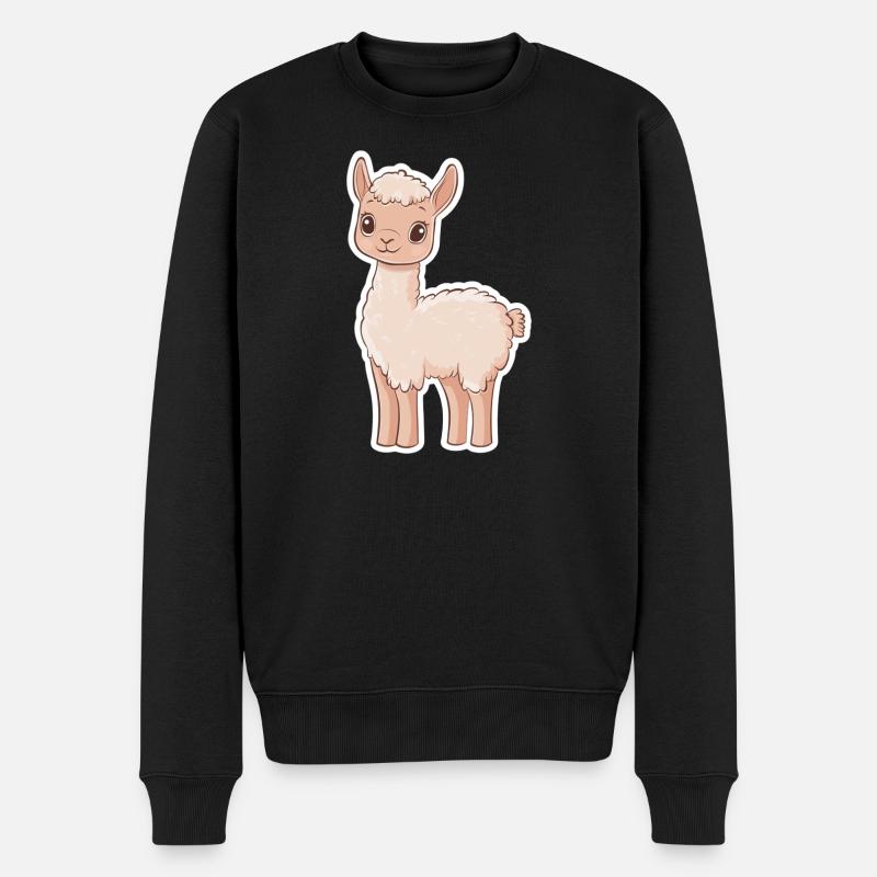 Lama Alpaka Llama - Männer Premium Bio Pullover - Schwarz
