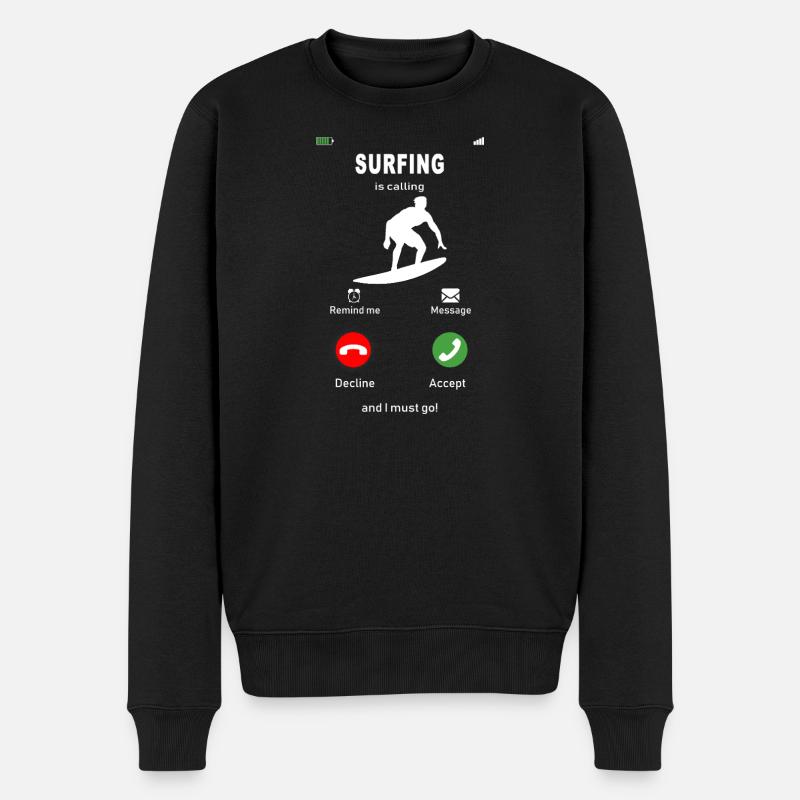surfing is calling - Männer Premium Bio Pullover - Schwarz