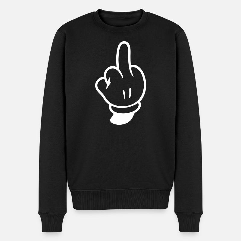 Mittelfinger Hand Comic - Männer Premium Bio Pullover - Schwarz