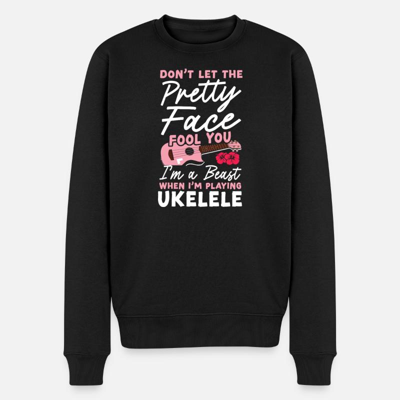 Hawaiian Ukulele Uke Girl Female - Männer Premium Bio Pullover - Schwarz
