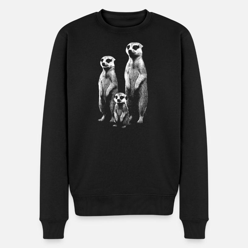 Erdmännchen hell - Männer Premium Bio Pullover - Schwarz