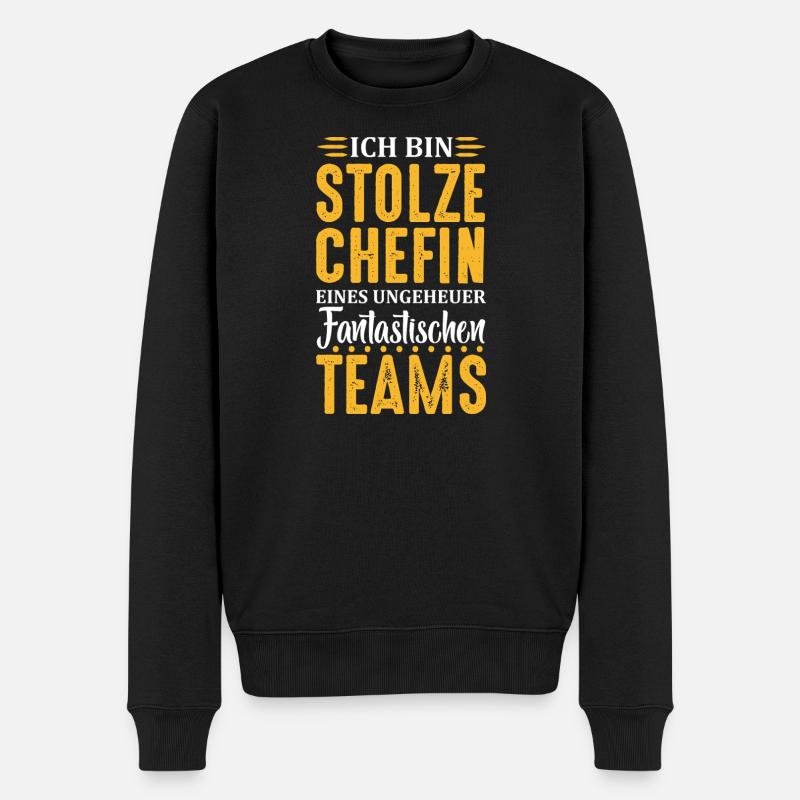 Stolze Chefin Chef Frau Abteilungsleiter Teamchef - Männer Premium Bio Pullover - Schwarz
