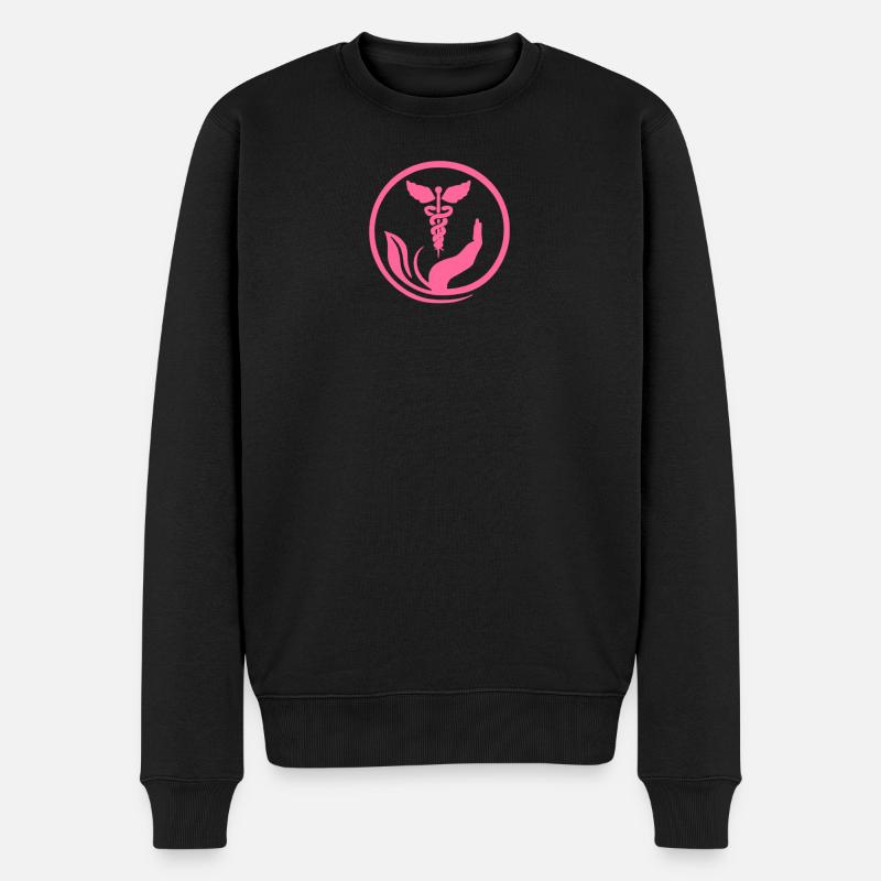 Main bienveillante et Caducée rose - Pull Premium bio Homme - noir