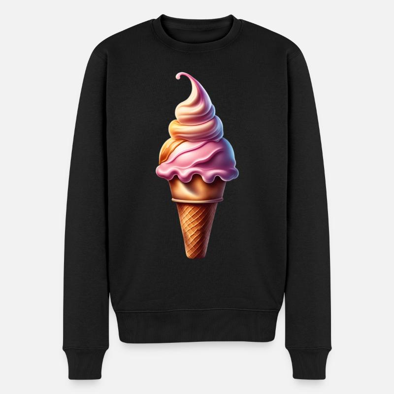 Süße Eiswaffel - Männer Premium Bio Pullover - Schwarz