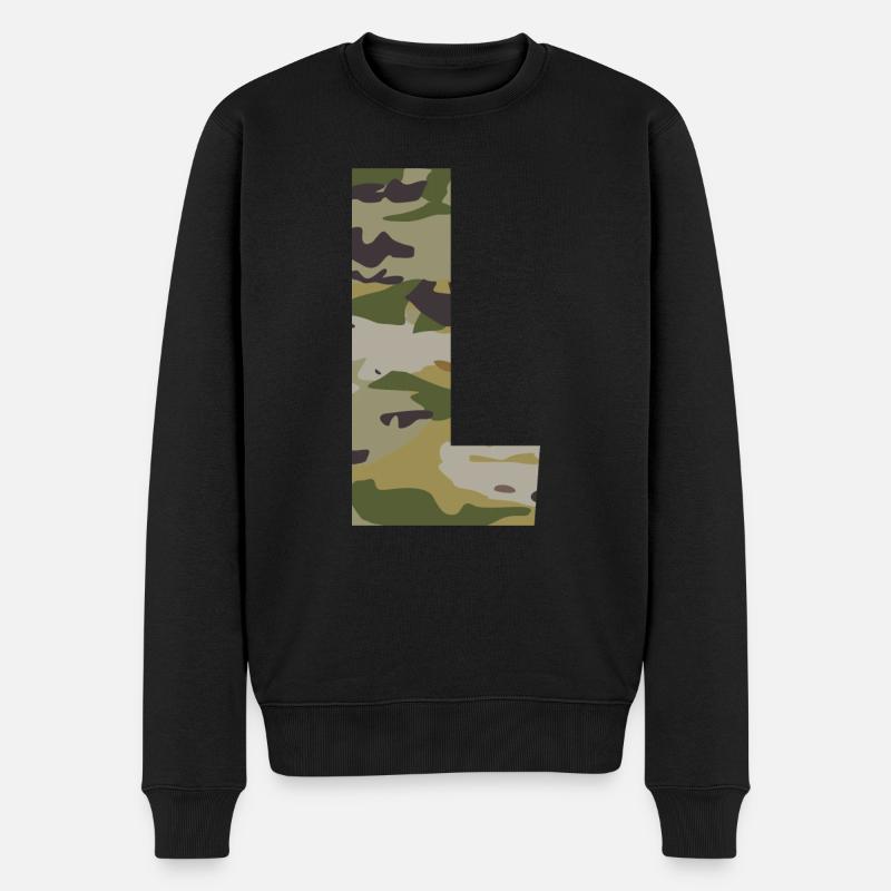Lettre de camouflage L - Pull Premium bio Homme - noir