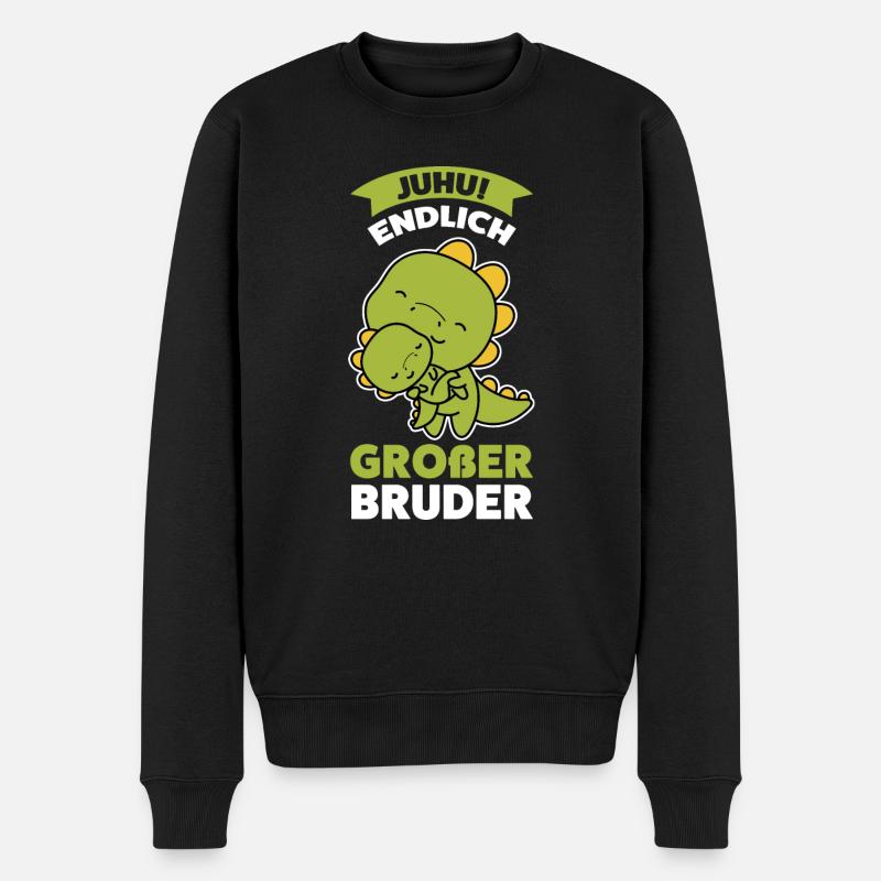 Großer Bruder Dinosaurier Grosser Bruder Geschenk - Männer Premium Bio Pullover - Schwarz
