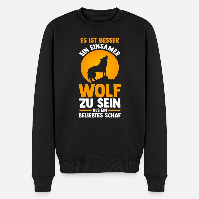 Tier Waldtier Wolf - Männer Premium Bio Pullover - Schwarz