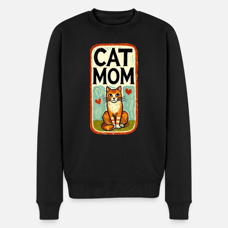 Ingwer Katze Mama - Männer Premium Bio Pullover - Schwarz