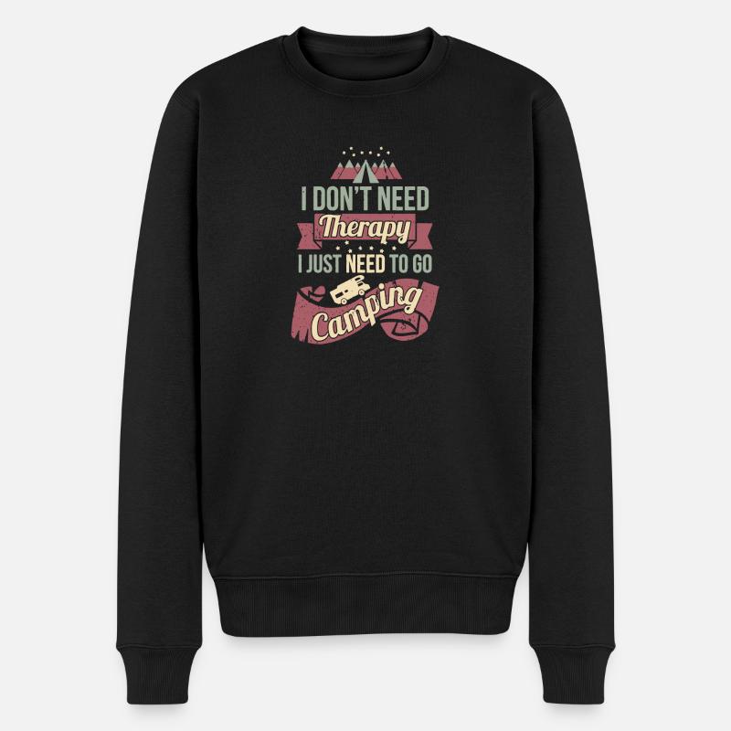 Camping-Therapie-Shirt - Männer Premium Bio Pullover - Schwarz