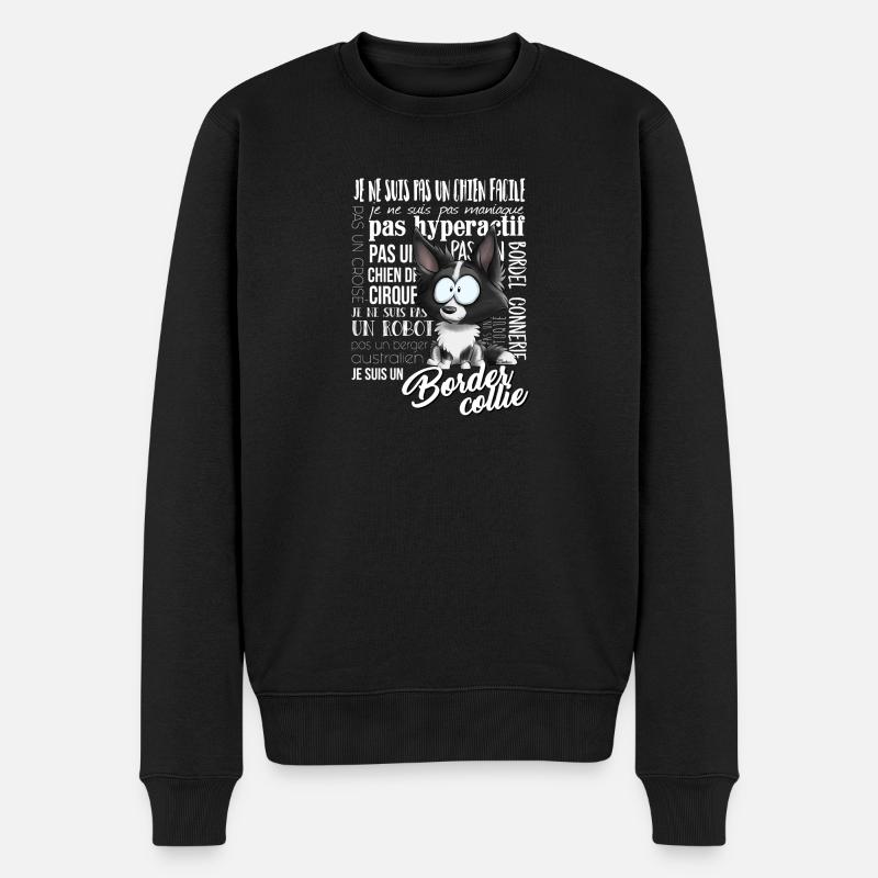 Ich bin Border-Collie - Schwarz FR - Männer Premium Bio Pullover - Schwarz