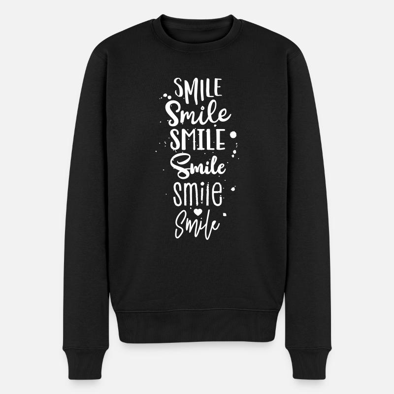 Smile in verschiedenen Styles - Männer Premium Bio Pullover - Schwarz