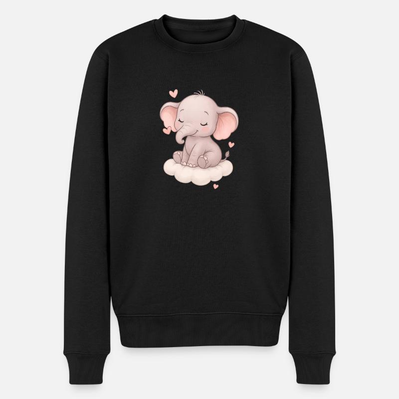 Süßer Babyelefant - Männer Premium Bio Pullover - Schwarz