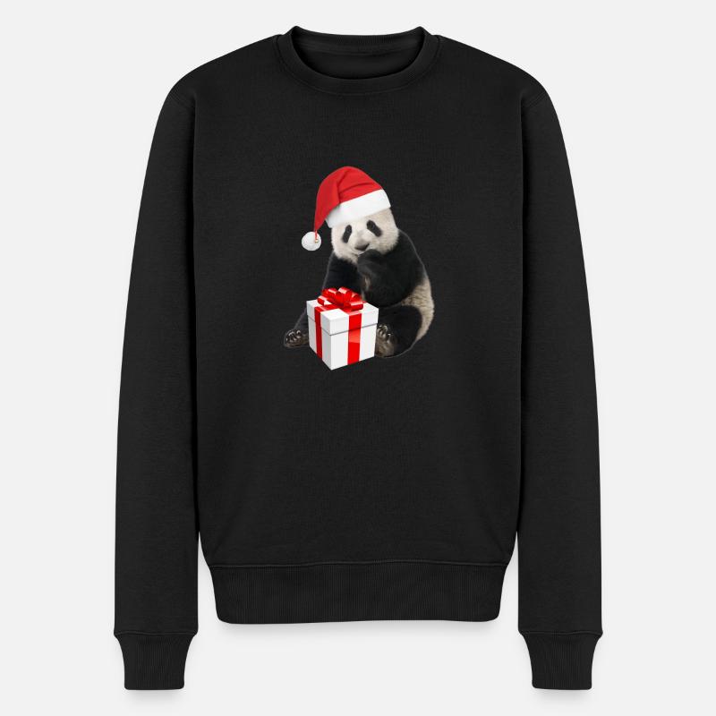 WEIHNACHTS-PANDA - Männer Premium Bio Pullover - Schwarz