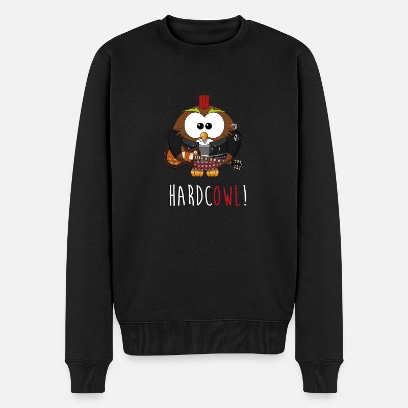 Süße Eule! Hardcowl! Owl lustig funny witzig cute - Männer Premium Bio Pullover - Schwarz