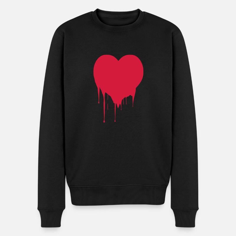 herzschmerz - Männer Premium Bio Pullover - Schwarz