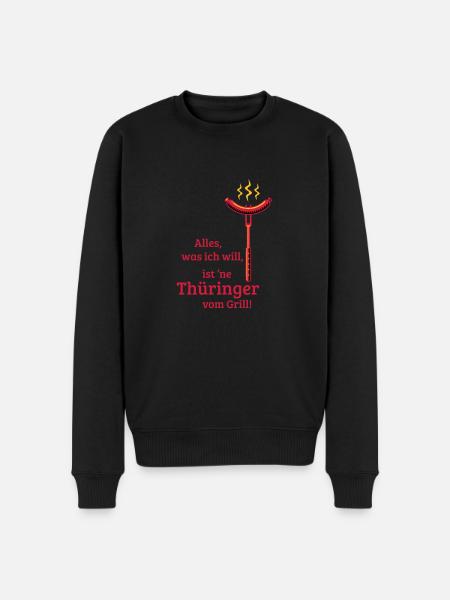 Eine Thüringer vom Grill! (3C) - Männer Premium Bio Pullover - Schwarz