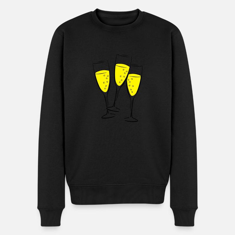 sekt glaeser illustration - Männer Premium Bio Pullover - Schwarz