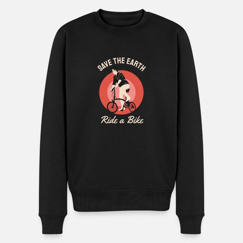 Rette die Erde Ride a Bike - Männer Premium Bio Pullover - Schwarz