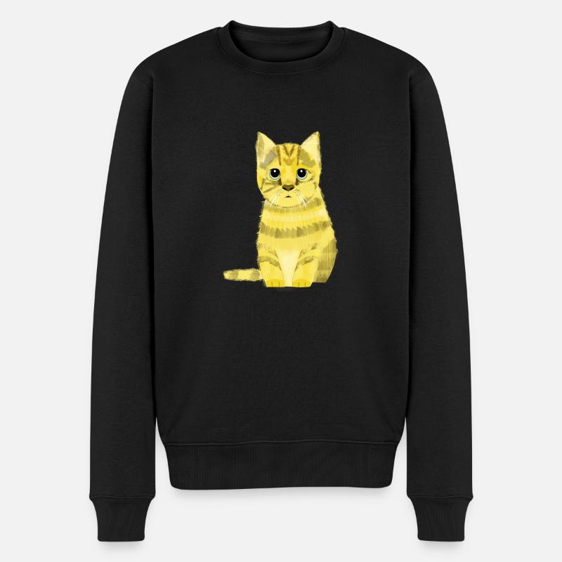 Glückskatze - Männer Premium Bio Pullover - Schwarz