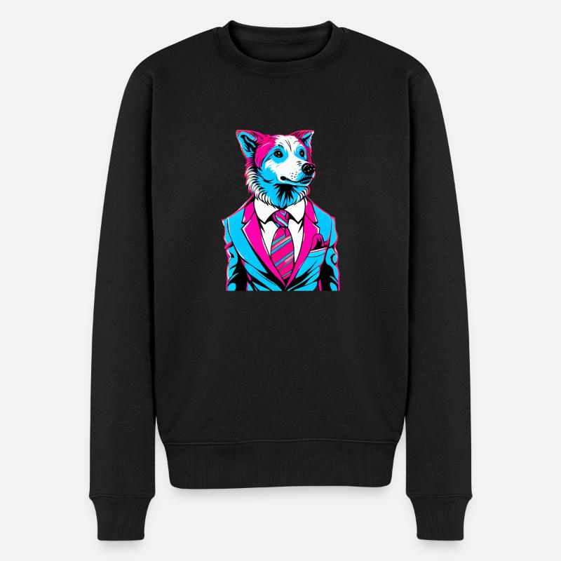 Dog in a suit - Männer Premium Bio Pullover - Schwarz