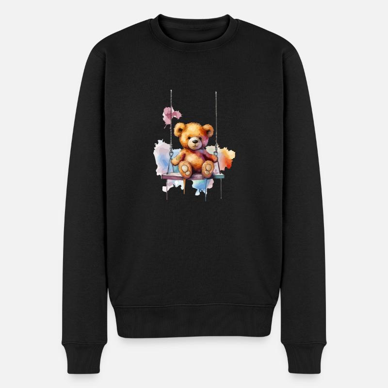 Nounours sur sa balançoire - Pull Premium bio Homme - noir