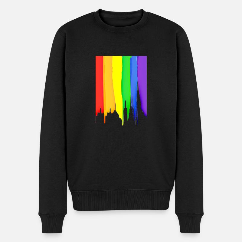 RAINBOW DRIP LGBTQ+ PRIDE - Männer Premium Bio Pullover - Schwarz