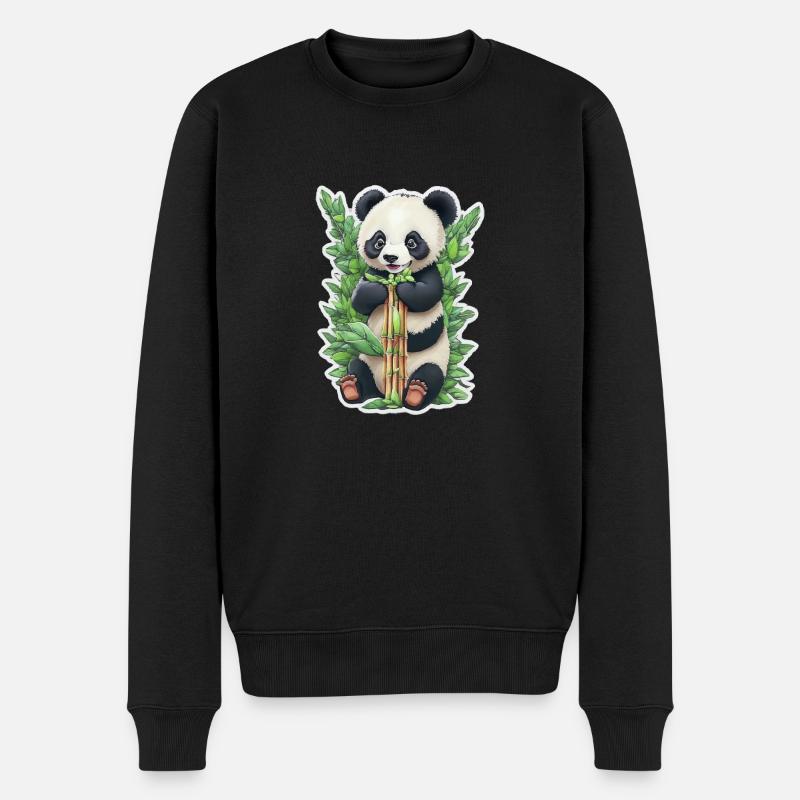 Panda bear eats bamboo - Men's Premium Organic Jumper - black